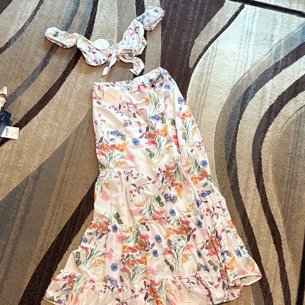 Luxxel Floral Crop Top and Maxi Skirt Set